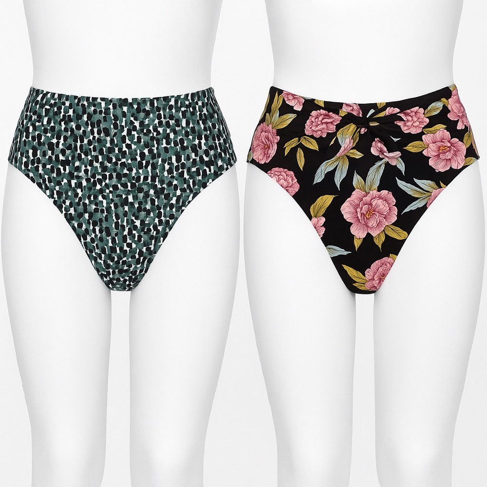 Women's High Waist Bikini Bottoms 2-Pack Bundle Size L Shade & Shore NWOT